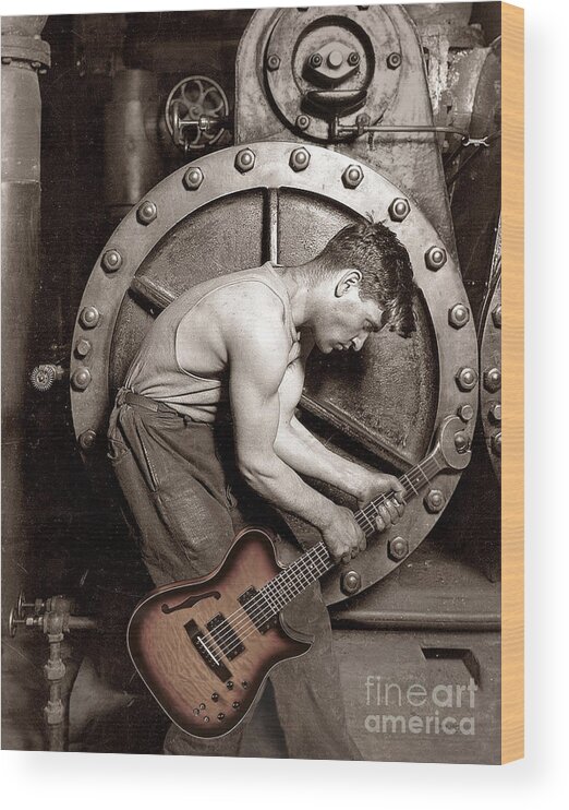 Guitar Wood Print featuring the photograph Power Chord Mechanic by Martin Konopacki