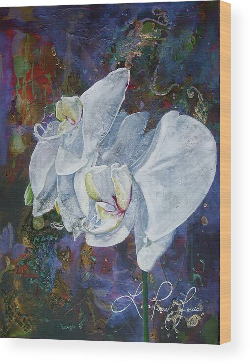 Orchids Wood Print featuring the painting Profile by Laura Pierre-Louis