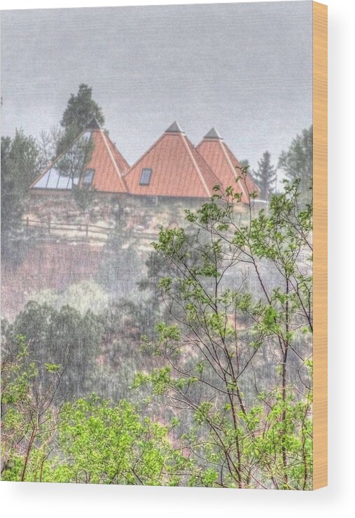 Three Wood Print featuring the photograph Pyramid Houses Japanese Print Effect by Lanita Williams