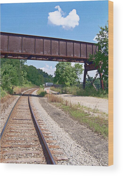 Railroad Wood Print featuring the photograph Railroad Train Tracks And Trestle by Phil Perkins