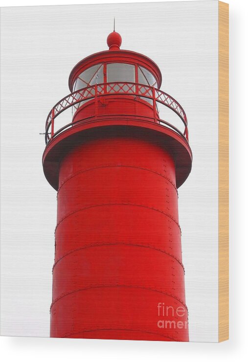 Lighthouse Wood Print featuring the photograph Really Red Lighthouse by Ann Horn