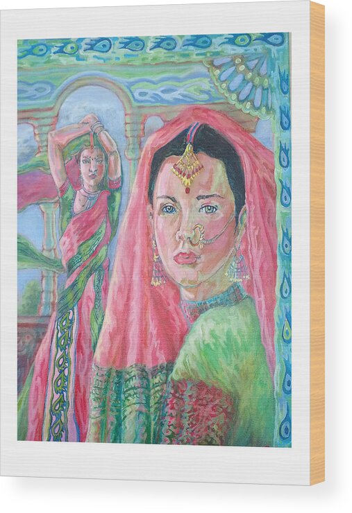 India Wood Print featuring the painting Red and Green by Suzanne Silvir