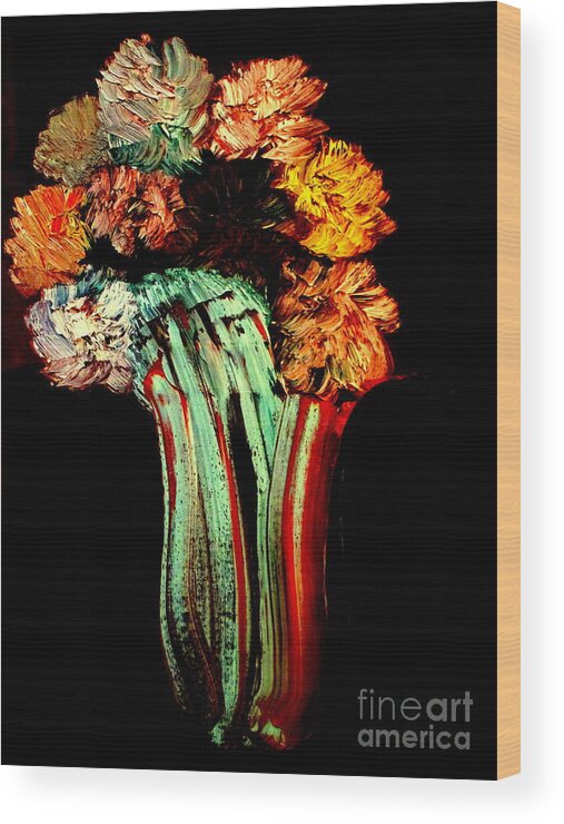 Flowers Wood Print featuring the painting Red Vase Revisited by Bill OConnor