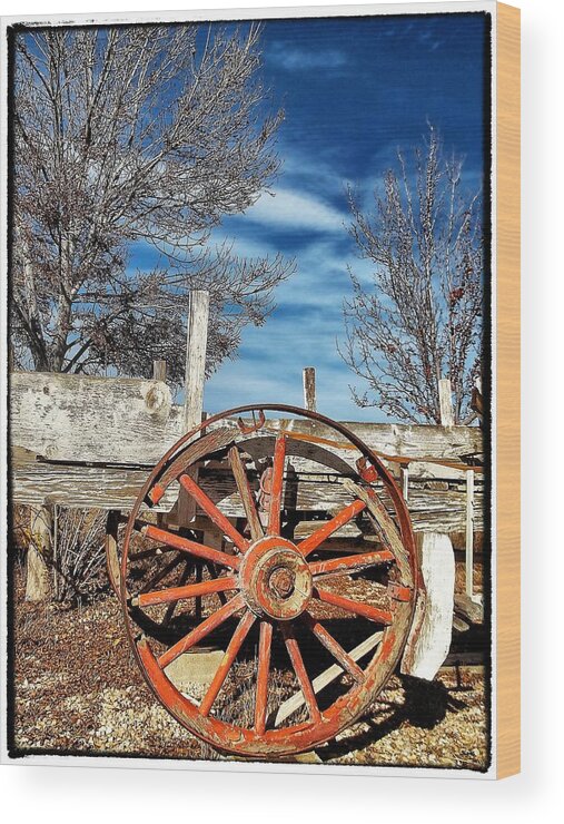 Old Wagon Wood Print featuring the photograph Retirement Blues - U S 395 California by Glenn McCarthy Art and Photography