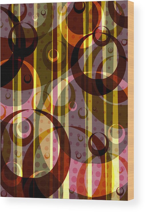 Abstract Wood Print featuring the digital art RetroHoops011211 by Matthew Lindley
