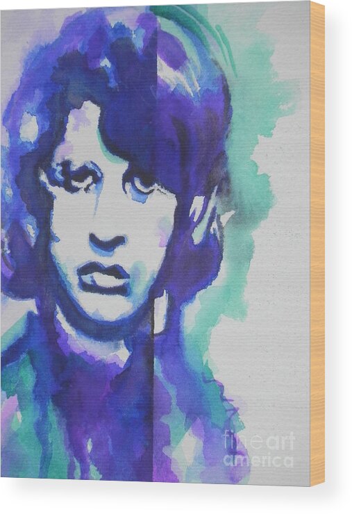 Watercolor Painting Wood Print featuring the painting Ringo Starr 03 by Chrisann Ellis