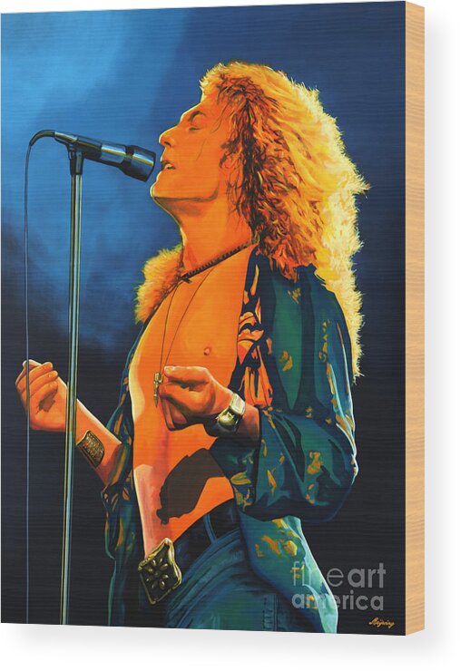 Robert Plant Wood Print featuring the painting Robert Plant by Paul Meijering