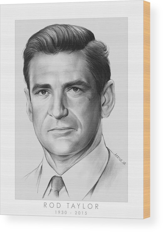 Rod Taylor Actor Wood Print featuring the drawing Rod Taylor by Greg Joens