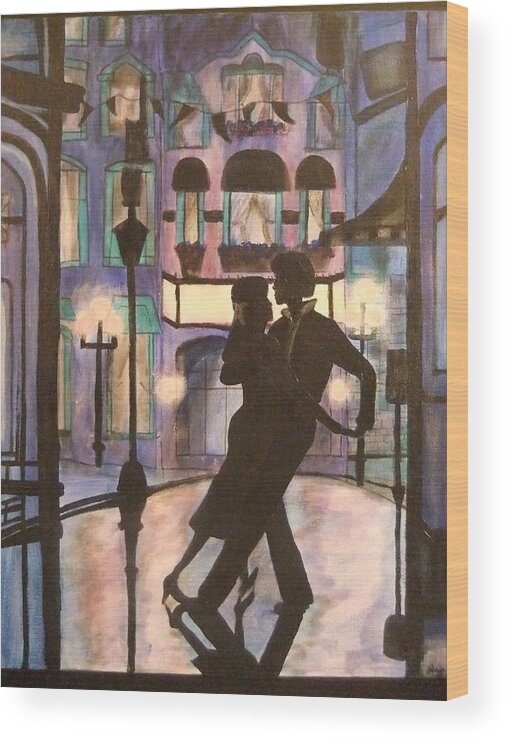 Romantic Wood Print featuring the painting Romantic Dance by Lynne McQueen