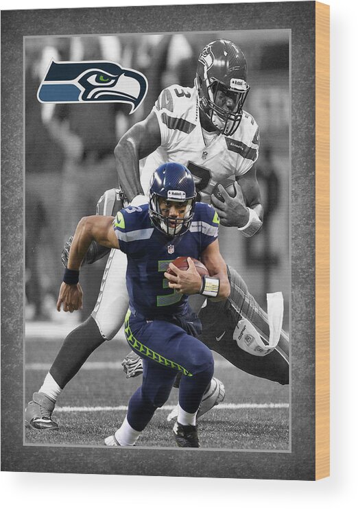 Russell Wilson Wood Print featuring the photograph Russell Wilson Seahawks by Joe Hamilton