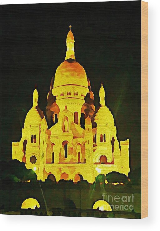 Sacre-coure Cathedral Paris Wood Print featuring the painting Sacre-coure Cathedral Paris by John Malone