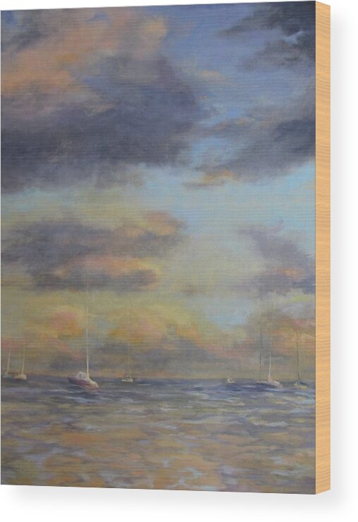 Boats Wood Print featuring the painting Safe Harbor by Patricia Maguire