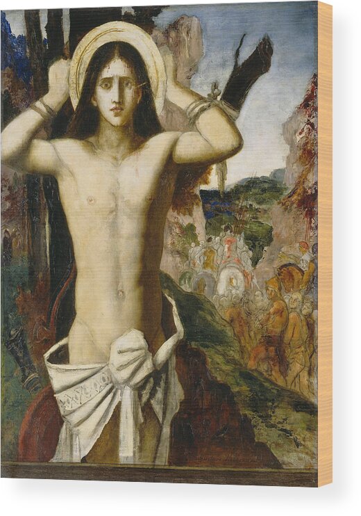 Gustave Moreau Wood Print featuring the painting Saint Sebastian by Gustave Moreau