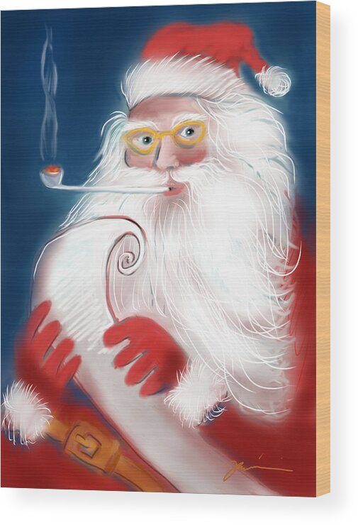 Santa Wood Print featuring the painting Santa's List by Jean Pacheco Ravinski