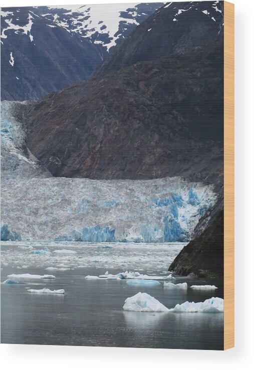 Sawyer Wood Print featuring the photograph Sawyer Glacier Blue Ice by Jennifer Wheatley Wolf