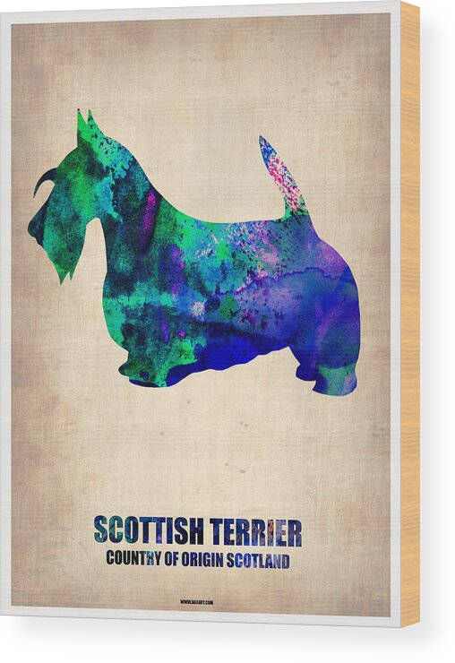 Scottish Terrier Wood Print featuring the painting Scottish Terrier Poster by Naxart Studio