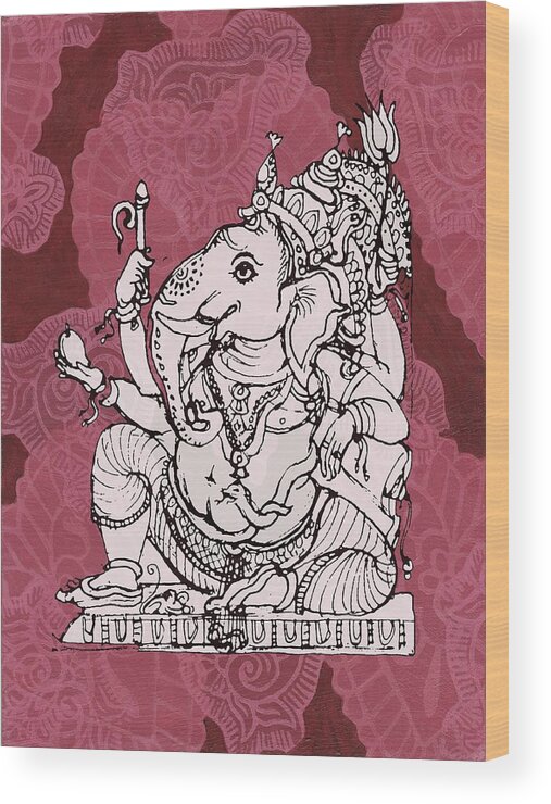  Wood Print featuring the mixed media Seated Ganesha by Jennifer Mazzucco