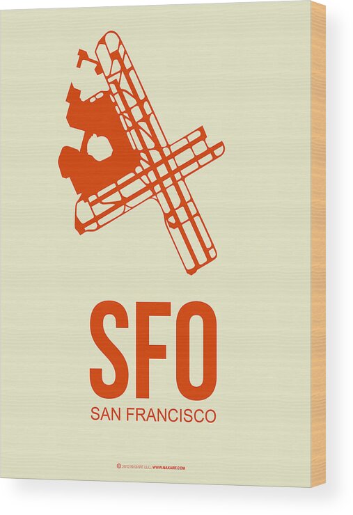 San Francisco Wood Print featuring the digital art SFO San Francisco Airport Poster 1 by Naxart Studio