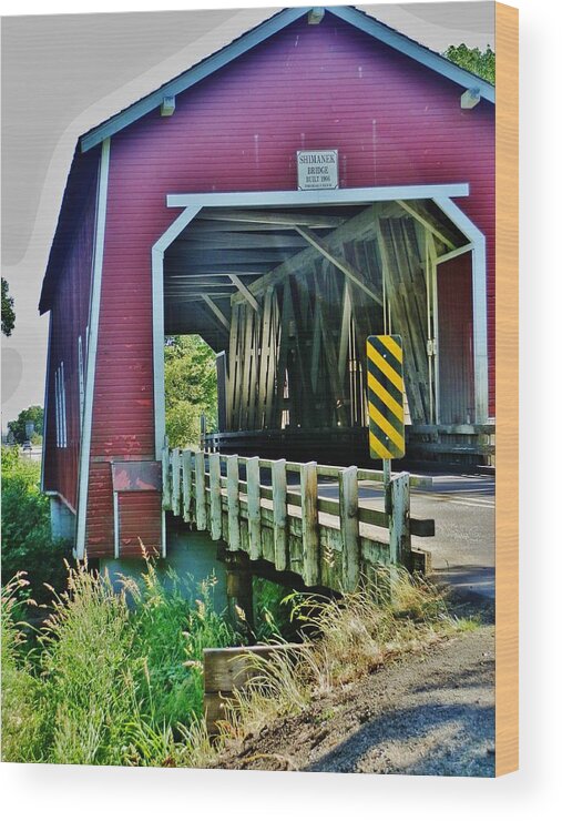 Covered Bridge Wood Print featuring the photograph Shimanek Bridge II by VLee Watson