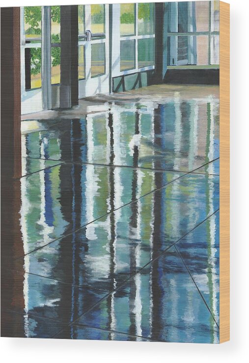 Urban Wood Print featuring the painting Reflections by Alika Kumar