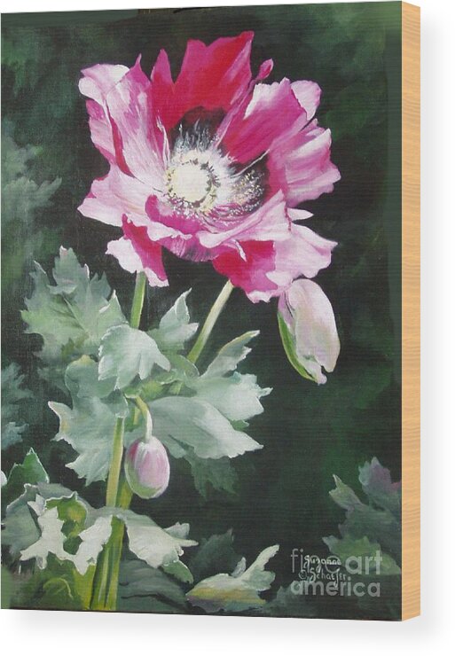 Poppy Wood Print featuring the painting Pink Poppy by Suzanne Schaefer