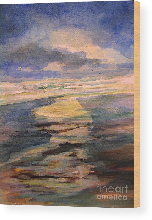 Art Wood Print featuring the painting Shoreline sunrise 11-9-14 by Julianne Felton