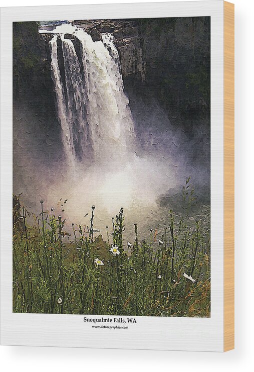 Water Fall Wood Print featuring the photograph Snoqualmie Falls WA. by Kenneth De Tore