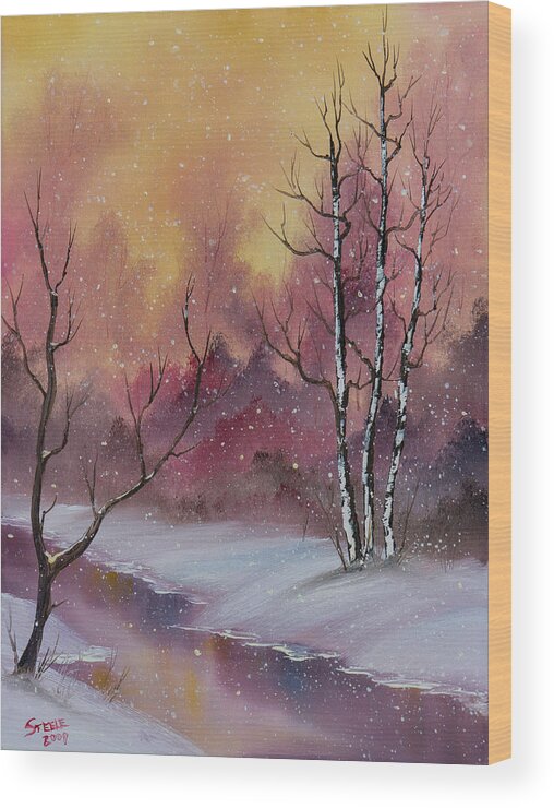 Landscape Wood Print featuring the painting Winter Enchantment by Chris Steele