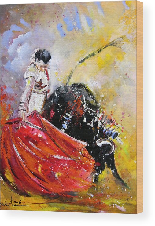 Bullfight Wood Print featuring the painting Softly and Gently by Miki De Goodaboom