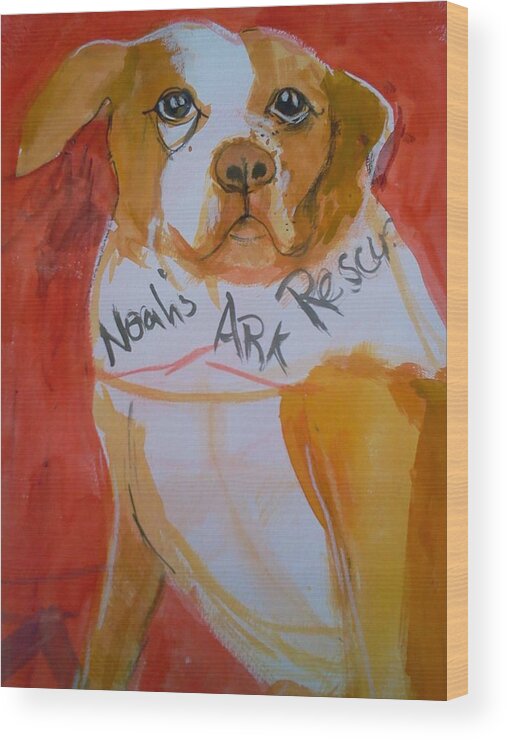 Pet Wood Print featuring the painting Spencer the Pit Bull by Gertrude Palmer