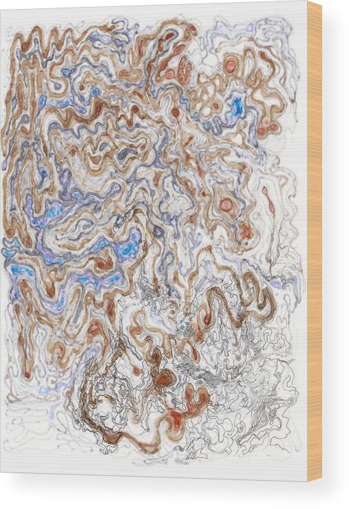  Phase Separation Wood Print featuring the drawing Spinodal Decomposition by Regina Valluzzi