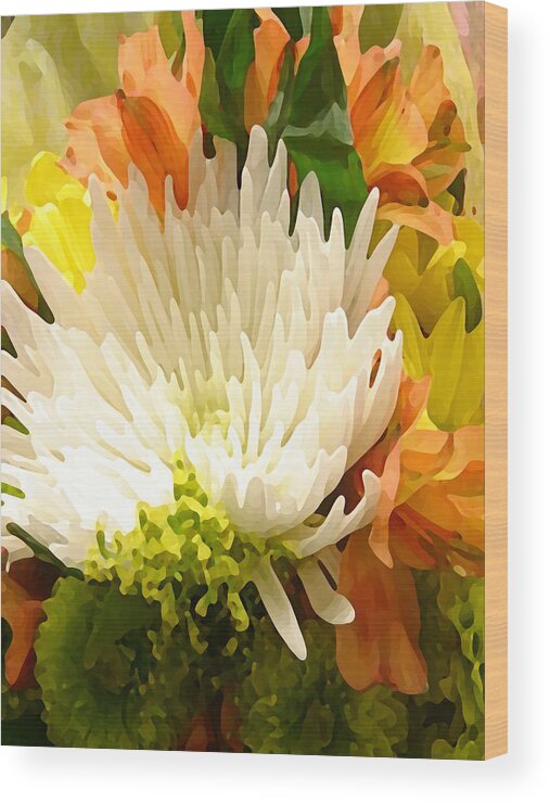 Lily Wood Print featuring the painting Spring Floral Burst by Amy Vangsgard