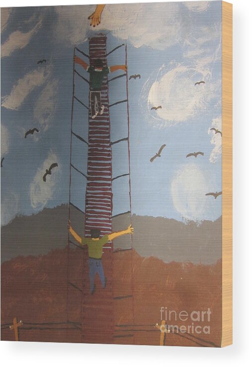 Blue Wood Print featuring the painting Stairway To Heaven by Jeffrey Koss