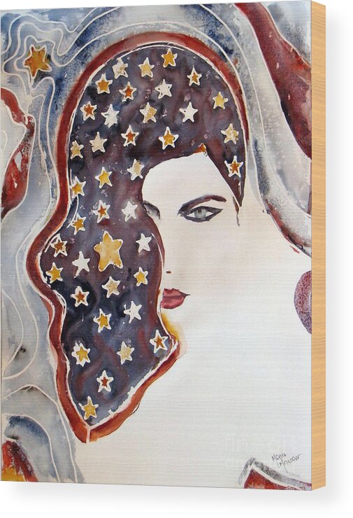 Stars Wood Print featuring the painting Starry night by Mona Mansour Jandali