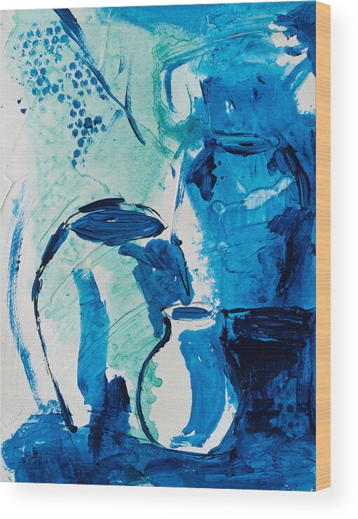 Blue Wood Print featuring the painting Still Life in Phthalo II by Sharon Sieben