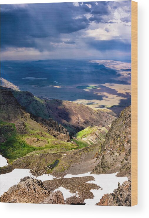 Steens Wood Print featuring the photograph Storm Above the Alvord Desert by Kathleen Bishop