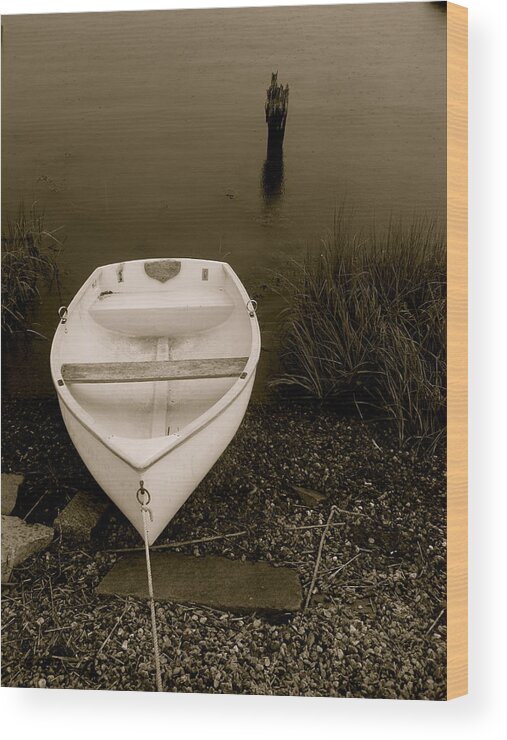 Boat Wood Print featuring the photograph Tethered by Paul Foutz
