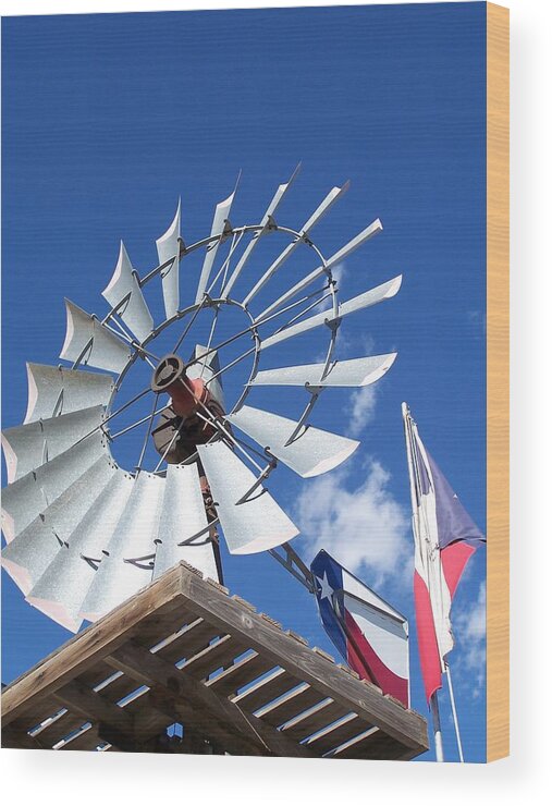 Windmills Wood Print featuring the photograph Texas Windmill by Jewels Hamrick