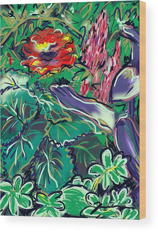 Begonia Wood Print featuring the painting The Begonia by Jean Pacheco Ravinski
