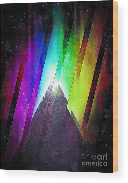 Lunar Wood Print featuring the digital art The Cosmic Pyramid by Phil Perkins