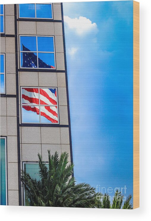 American Flag Wood Print featuring the photograph The Flag that Never Hides by Rene Triay FineArt Photos