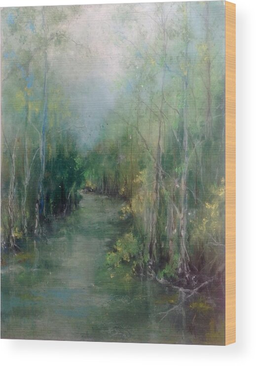 Southern Usa Wood Print featuring the painting River Runs Deep Series #3 by Robin Miller-Bookhout