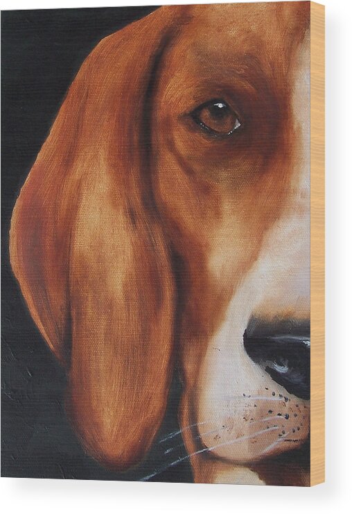 Dog Wood Print featuring the painting The Hound by Kathy Laughlin