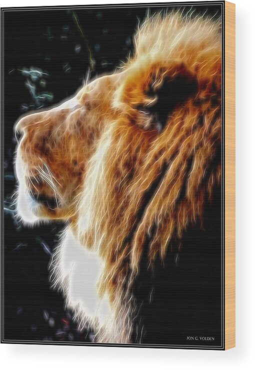 Lion Wood Print featuring the photograph The King of Beasts by Jon Volden