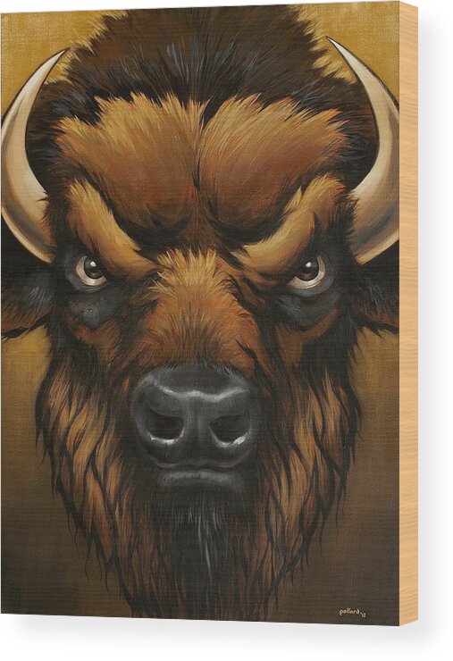 Bison Wood Print featuring the painting The Mighty Bison by Glenn Pollard