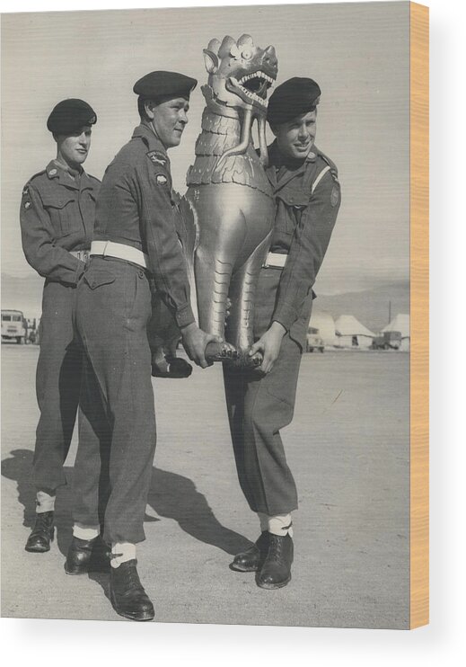 retro Images Archive Wood Print featuring the photograph The Regimental Emblem Goes On Parade In Cyprus... The Teak by Retro Images Archive