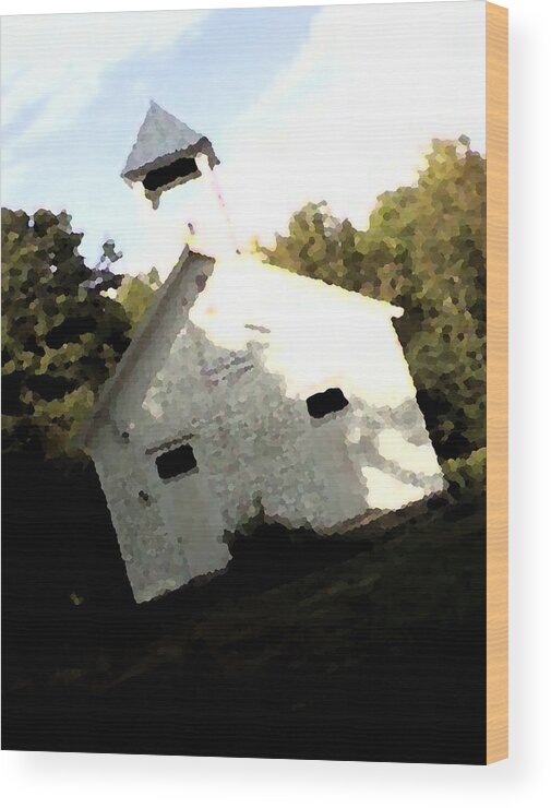 Sky Wood Print featuring the photograph The SchoolHouse by Michelle Hoffmann