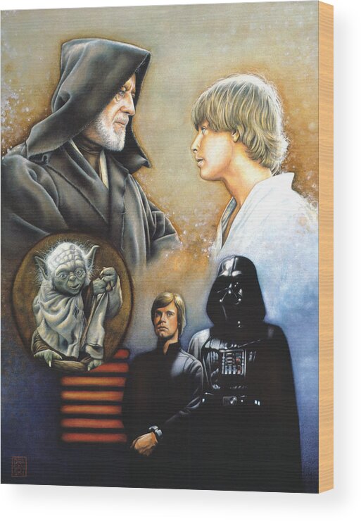 Star Wars Wood Print featuring the drawing The Way of the Force by Edward Draganski