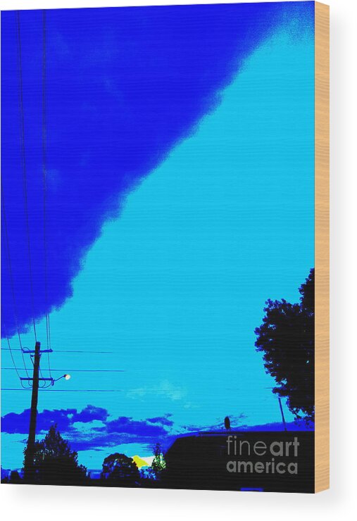 Blue Sky Wood Print featuring the photograph The Yellow Dot At The Bottom by Roberto Gagliardi