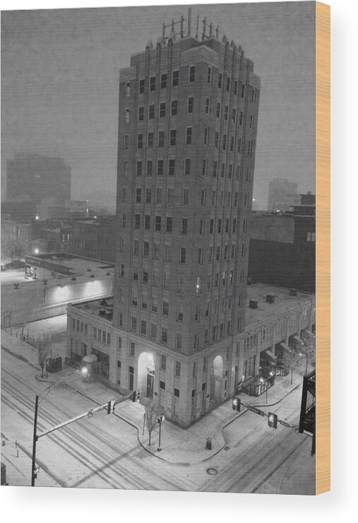 Huntsville Wood Print featuring the photograph Times Building in the Snow by Carole Foret